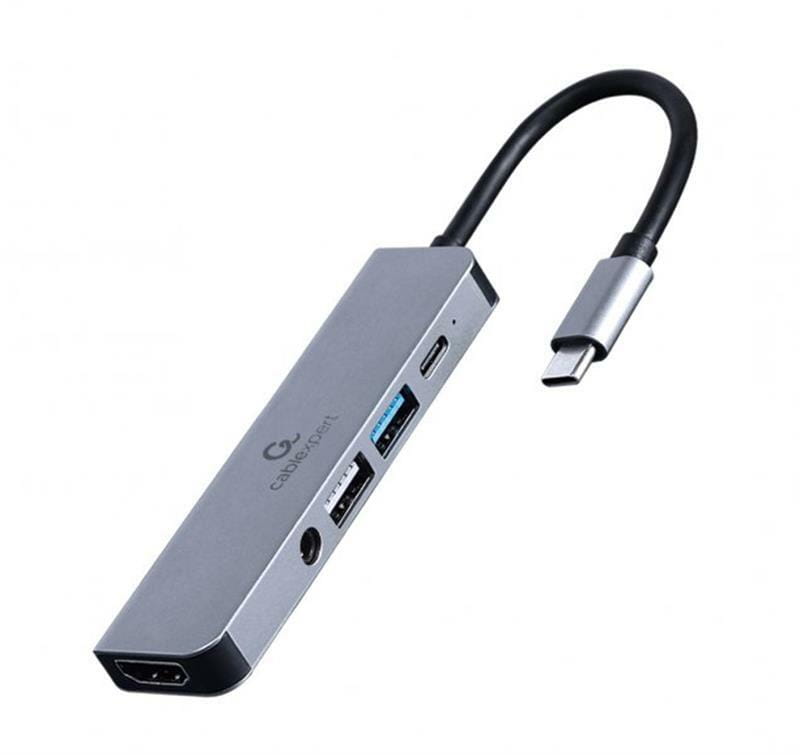 Док-станція Cablexpert USB-C 5-в-1 (A-CM-COMBO5-02) USB/HDMI/PD/Аудіо 3,5