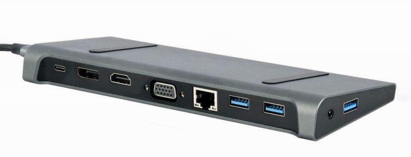 Док-станция Cablexpert USB-C 9-в-1 (A-CM-COMBO9-02) USB-хаб + HDMI/VGA/PD/LAN/3.5-мм аудио