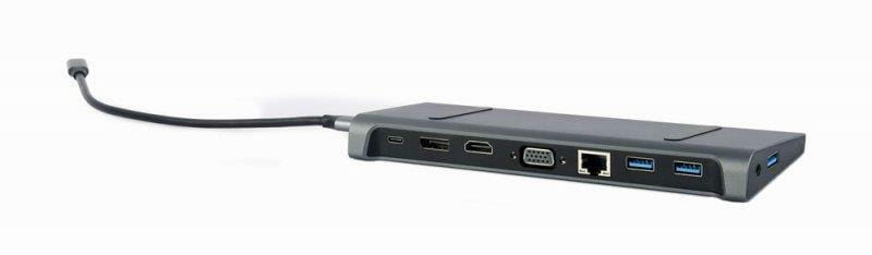 Док-станция Cablexpert USB-C 9-в-1 (A-CM-COMBO9-02) USB-хаб + HDMI/VGA/PD/LAN/3.5-мм аудио