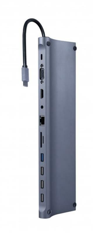 Док-станция Cablexpert USB-C 11-в-1 (A-CM-COMBO11-01) USB-хаб + HDMI/VGA/PD/картридер/LAN/3.5-мм аудио
