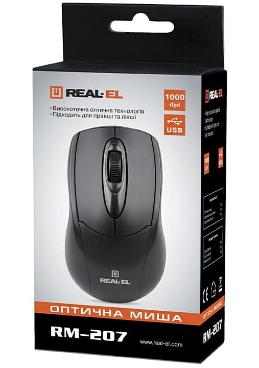 Мышь REAL-EL RM-207 Black (EL123200015)