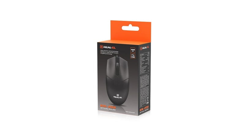 Миша REAL-EL RM-208 Black (EL123200030)