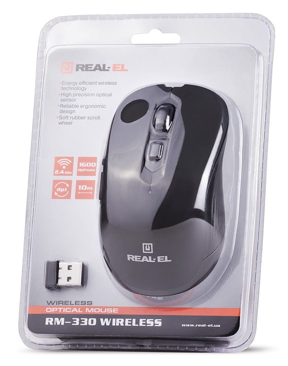 Мышь беспроводная REAL-EL RM-330 Black