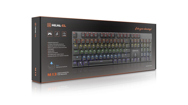 Клавиатура REAL-EL M 13 Grey USB