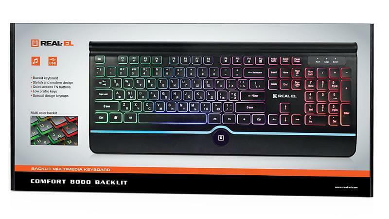 Клавиатура REAL-EL Comfort 8000 Backlit Ukr Black