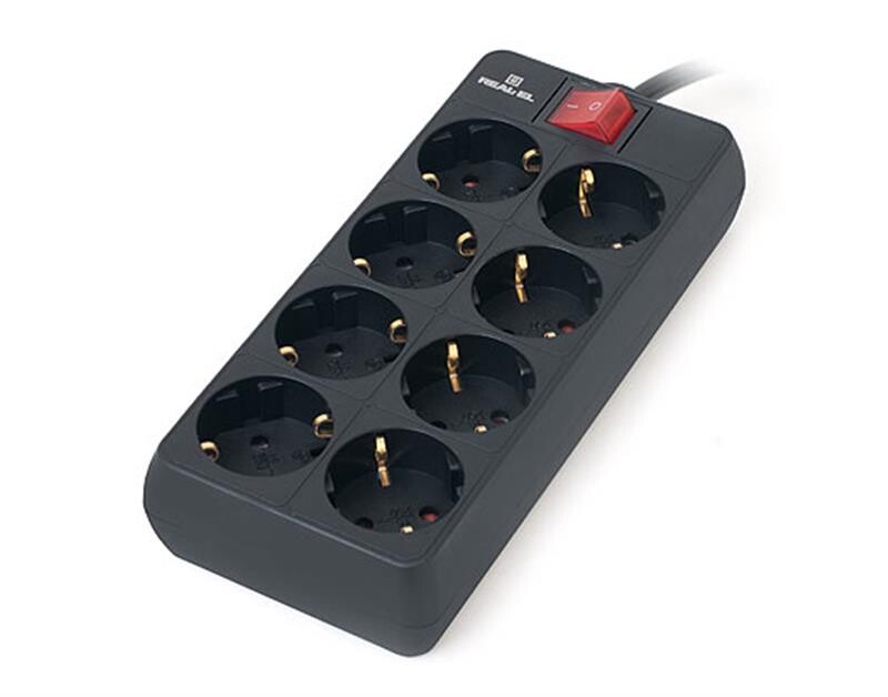 Фильтр питания REAL-EL RS-8 Protect 1.8 м Black