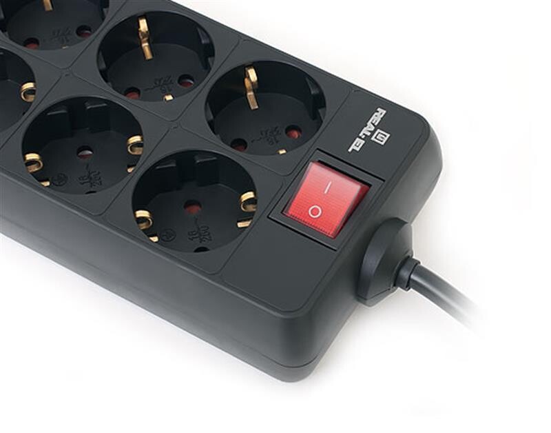 Фильтр питания REAL-EL RS-8 Protect 1.8 м Black