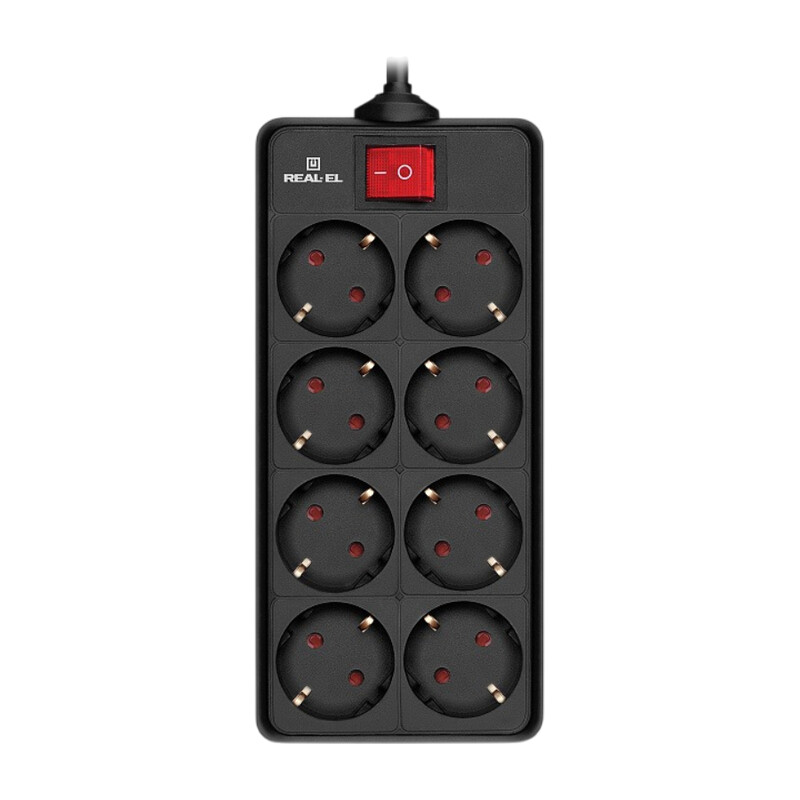 Фильтр питания REAL-EL RS-8 Protect 1.8 м Black