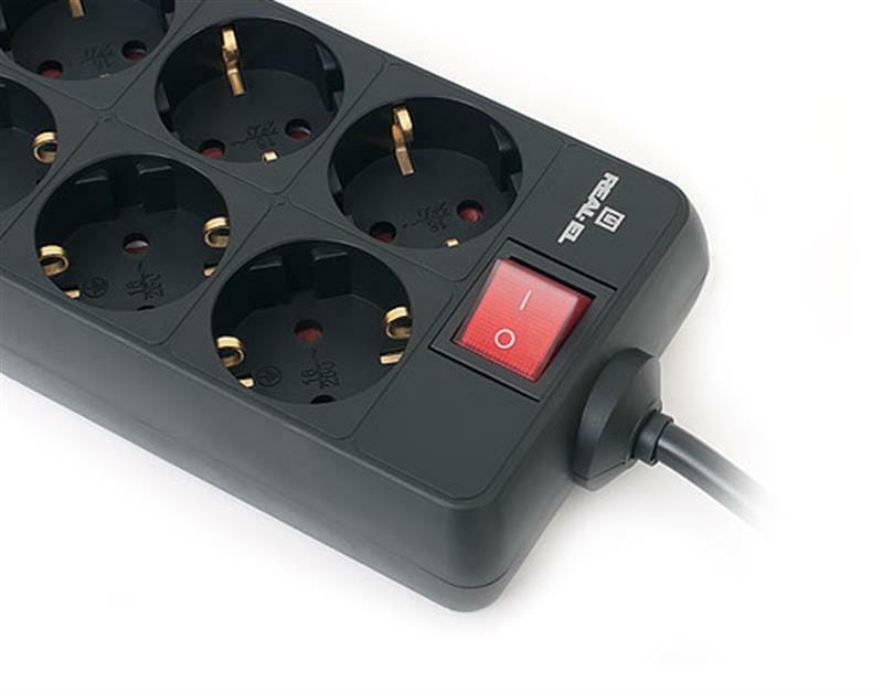 Фильтр питания REAL-EL RS-8 Protect 1.8 м Black