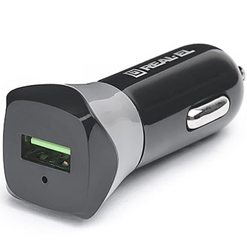 Автомобільний зарядний пристрій REAL-EL CA-30 QC3.0 (1USBx3A) Black/Grey