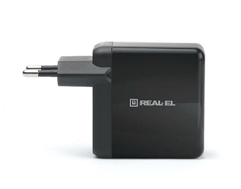 Сетевое зарядное устройство REAL-EL CH-350 QC3.0 (2USB, 3A) Black