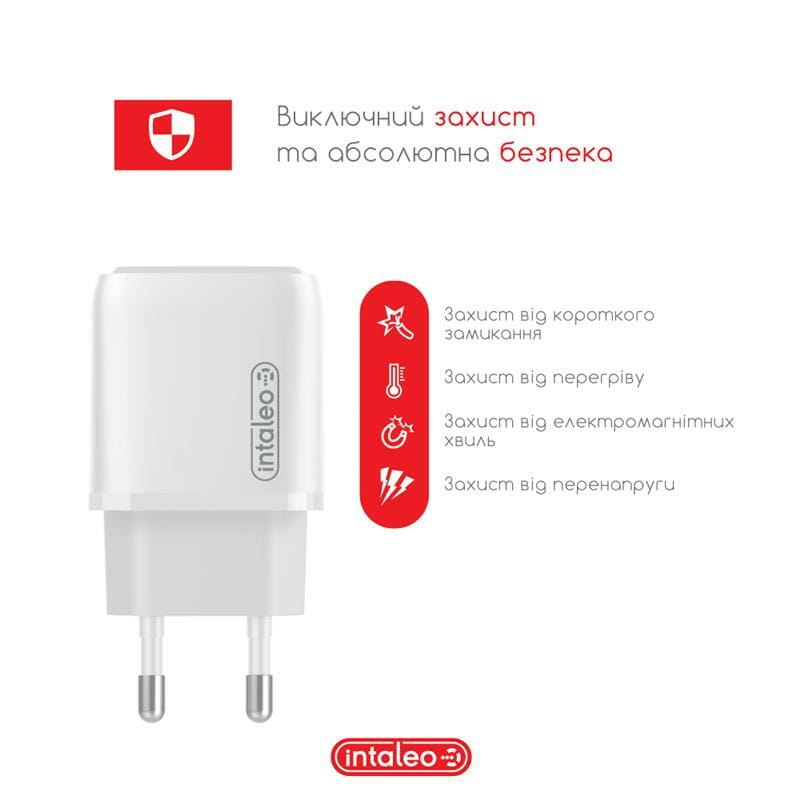 Сетевое зарядное устройство Intaleo TCGQPD125 (1USBx3A) White (1283126538827)