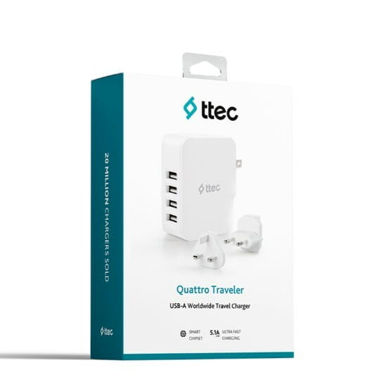 Сетевое зарядное устройство Ttec Quattro Traveler 4хUSB 5.1A/25Вт White (2SC02BUK)