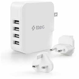 Сетевое зарядное устройство Ttec Quattro Traveler 4хUSB 5.1A/25Вт White (2SC02BUK)
