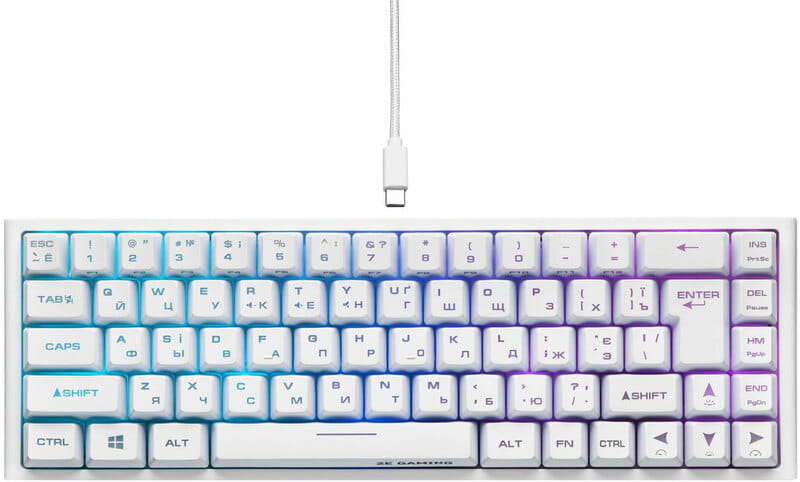 Клавиатура беспроводная 2E Gaming KG360UWT RGB White (2E-KG360UWT)