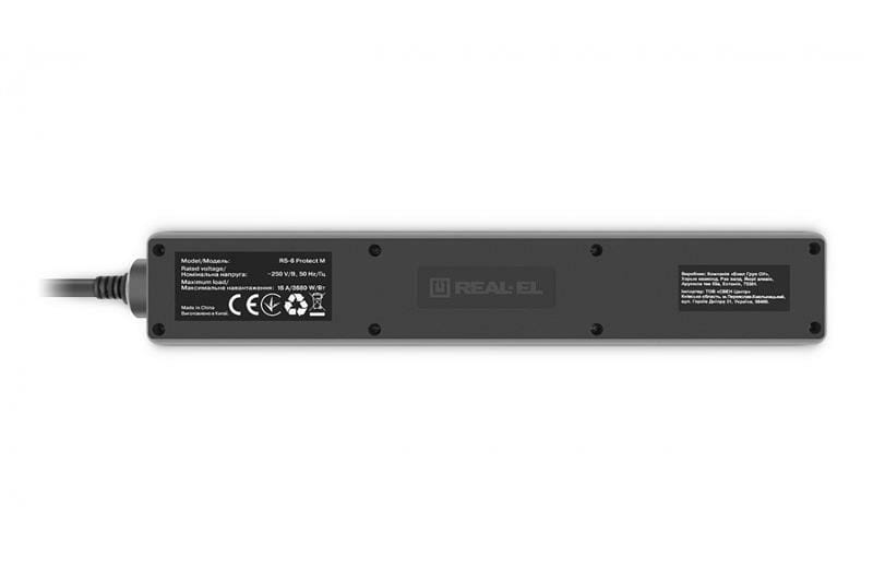 Фільтр живлення REAL-EL RS-6 Protect M 1.8м Black (EL122300032)