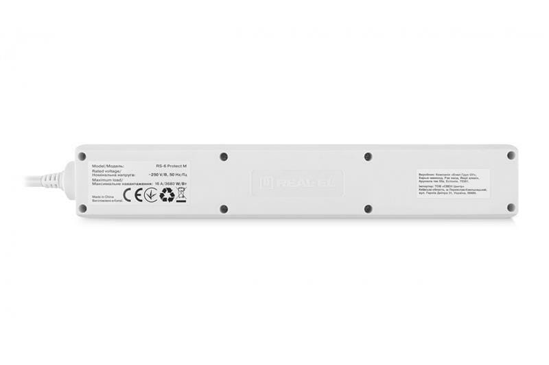 Фильтр питания REAL-EL RS-6 Protect M 1.8м White (EL122300031)