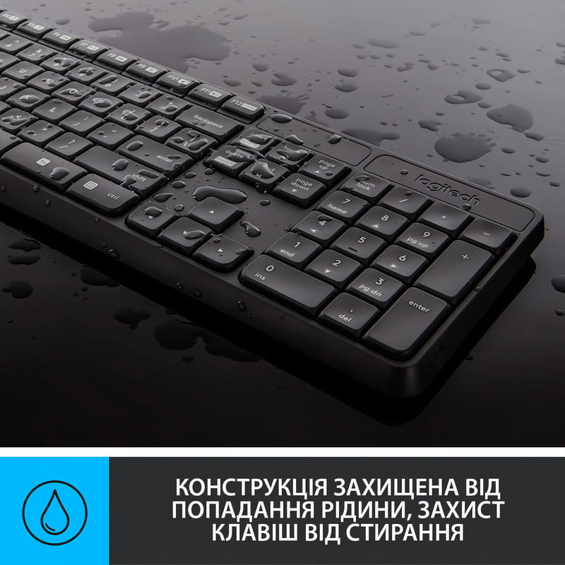 Комплект (клавиатура, мышь) беспроводной Logitech MK235 ENG/UKR Grey USB (920-007931)