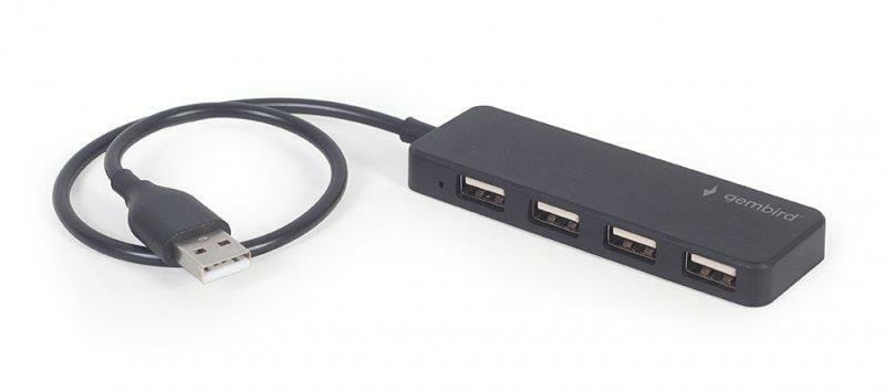 Концентратор USB Gembird 4хUSB2.0, пластик, Black (UHB-U2P4-06)