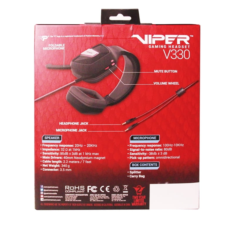 Гарнитура Patriot Viper V330 Stereo Gaming Headset Black (PV3302JMK)