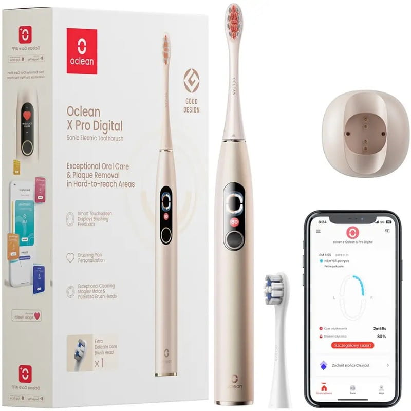 Розумна зубна електрощітка Oclean X Pro Digital Electric Toothbrush Champagne Gold (6970810552553)