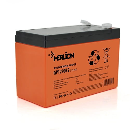Фото - Батарея для ИБП MERLION Акумуляторна батарея  12V 9AH Orange  AGM GP (GP1290F2PREMIUM/02991)