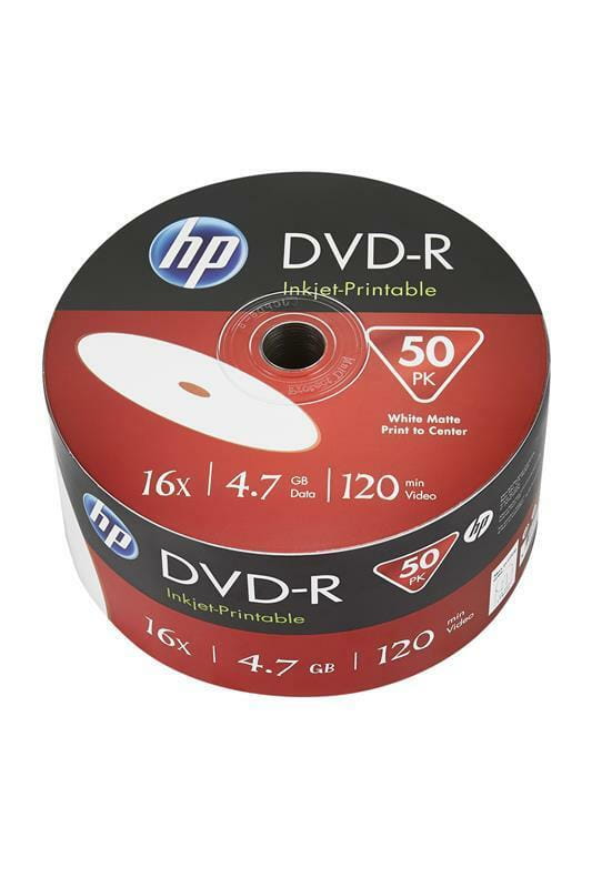 Диски DVD-R HP (69302 /DME00070WIP-3) 4.7GB 16x IJ Print, без шпинделя, 50 шт