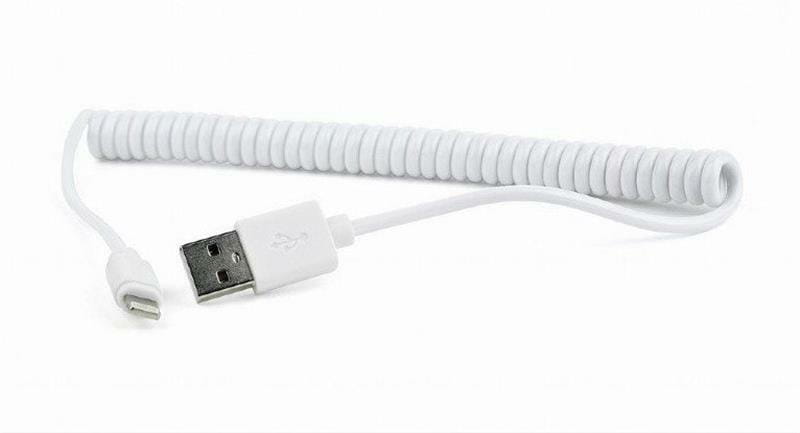 Кабель Cablexpert USB - Lightning (M/M), cпиральный, 1.5 м, белый (CC-LMAM-1.5M-W)