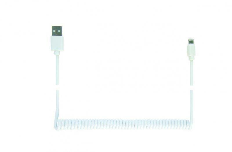 Кабель Cablexpert USB - Lightning (M/M), cпиральный, 1.5 м, белый (CC-LMAM-1.5M-W)