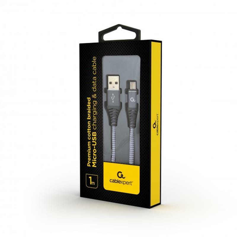 Кабель Cablexpert USB - micro USB (M/M), премиум, 1 м, серый (CC-USB2B-AMmBM-1M-WB2)