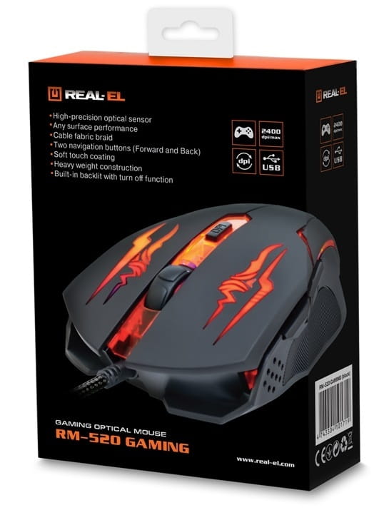 Мышь REAL-EL RM-520 Gaming Black (EL123200020)