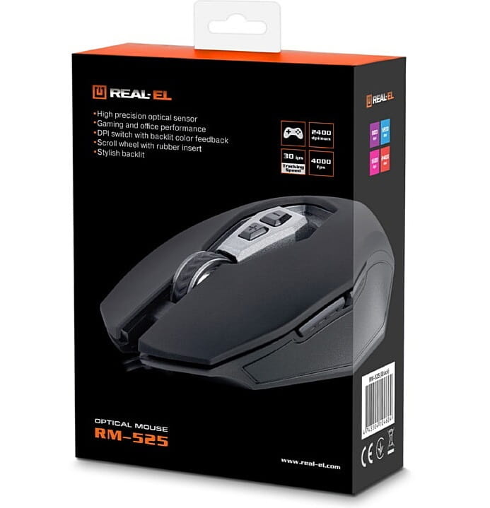Мышь REAL-EL RM-525 Black (EL123200029)
