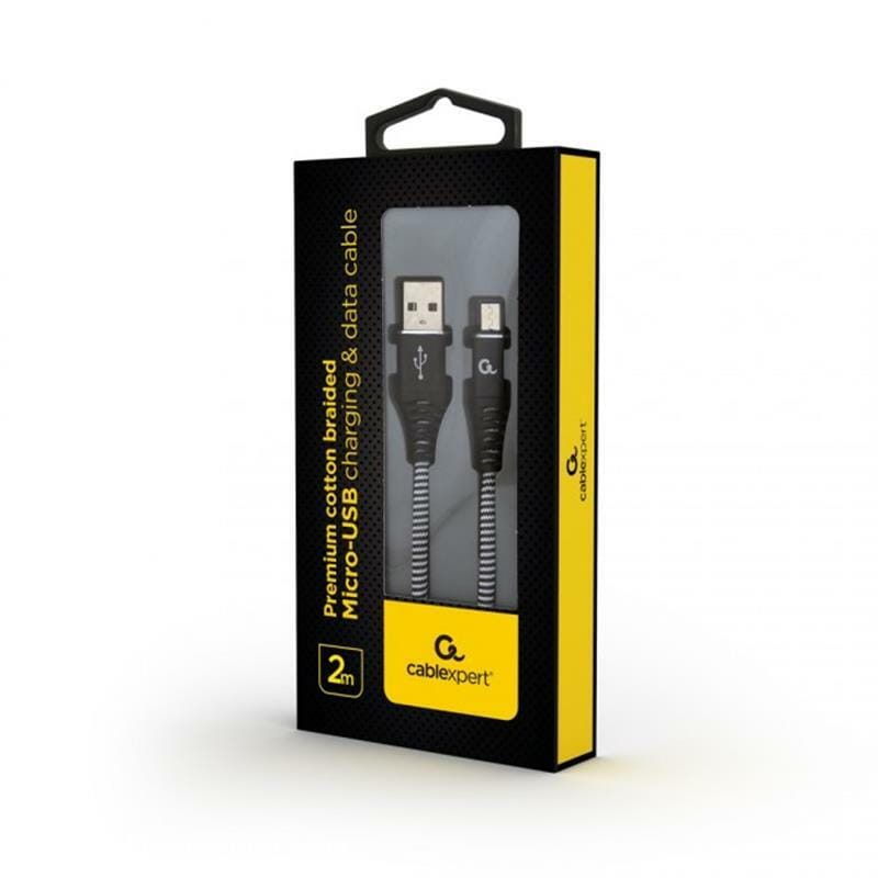 Кабель Cablexpert USB - micro USB (M/M), 2.1 А, премиум, 2 м, черный (CC-USB2B-AMmBM-2M-BW)