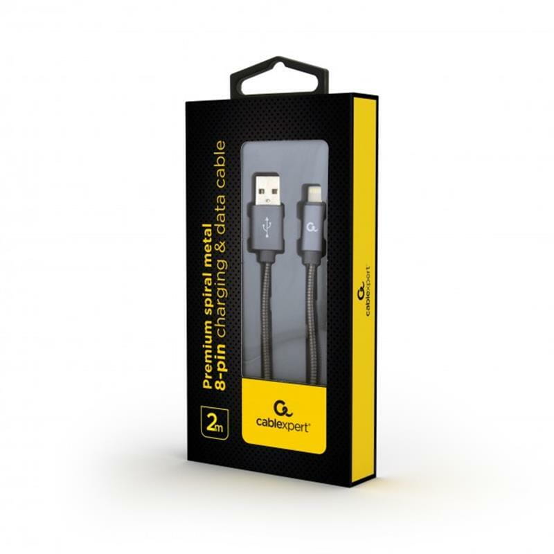 Кабель Cablexpert USB - Lightning (M/M), премиум, 2 м, серый (CC-USB2S-AMLM-2M-BG)