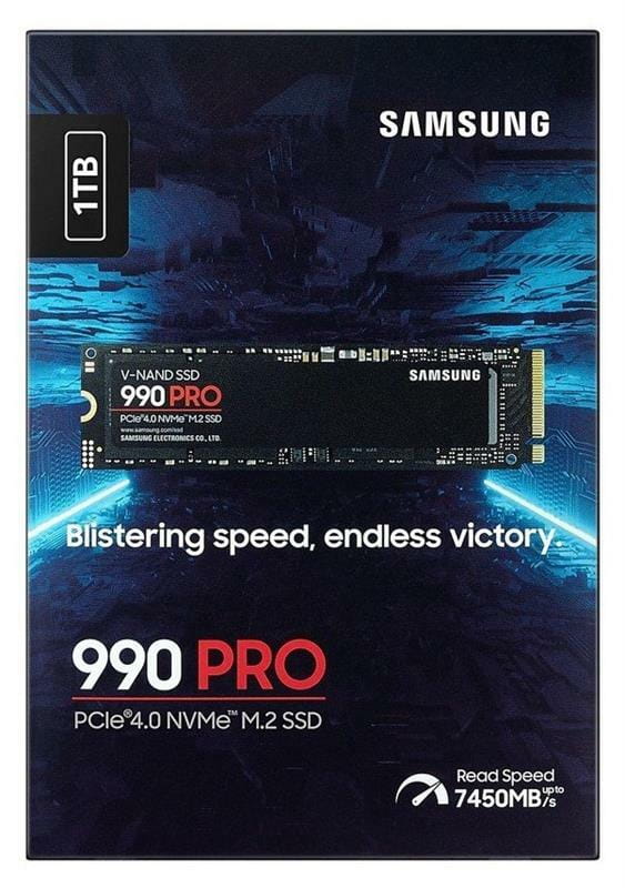 Накопитель SSD  1ТB Samsung 990 PRO M.2 2280 PCIe 4.0 x4 NVMe V-NAND MLC (MZ-V9P1T0BW)