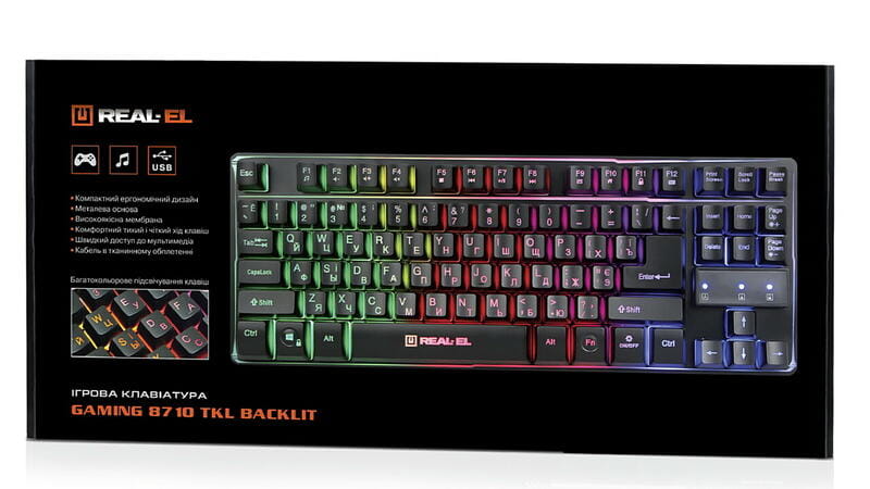 Клавиатура REAL-EL Gaming 8710 TKL Backlit Ukr Black