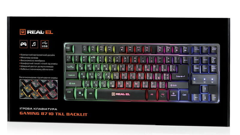 Клавіатура REAL-EL Gaming 8710 TKL Backlit Ukr Black