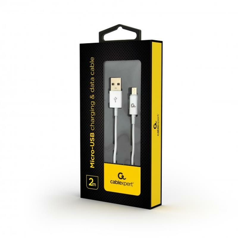 Кабель Cablexpert USB - micro USB V 2.0 (M/M), преміум, 2 м, білий (CC-USB2P-AMmBM-2M-W)