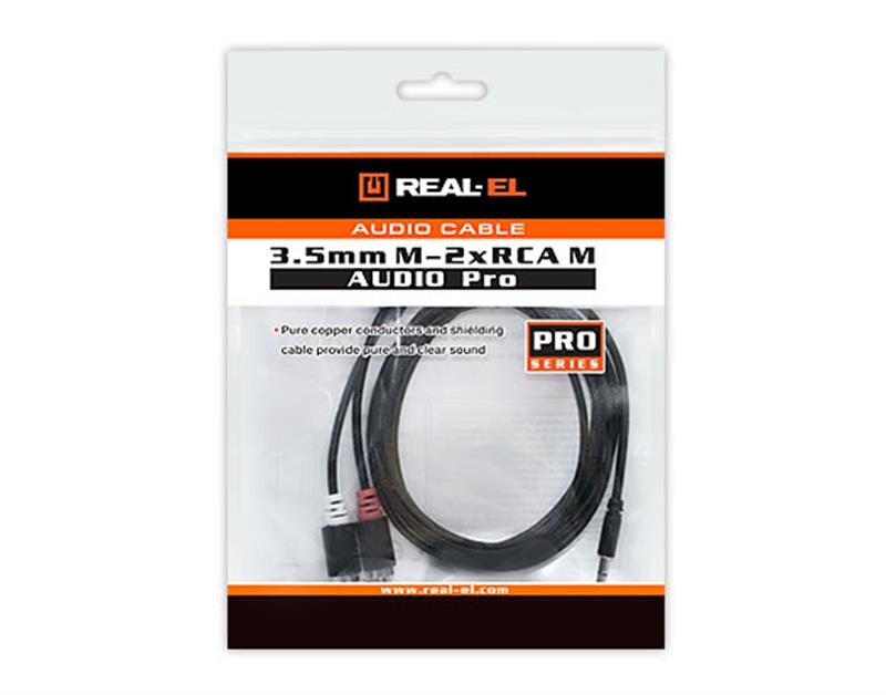 Аудио-кабель REAL-EL Audio Pro 3.5 мм - 2xRCA (M/M), 1.8 м, черный (EL123500042)
