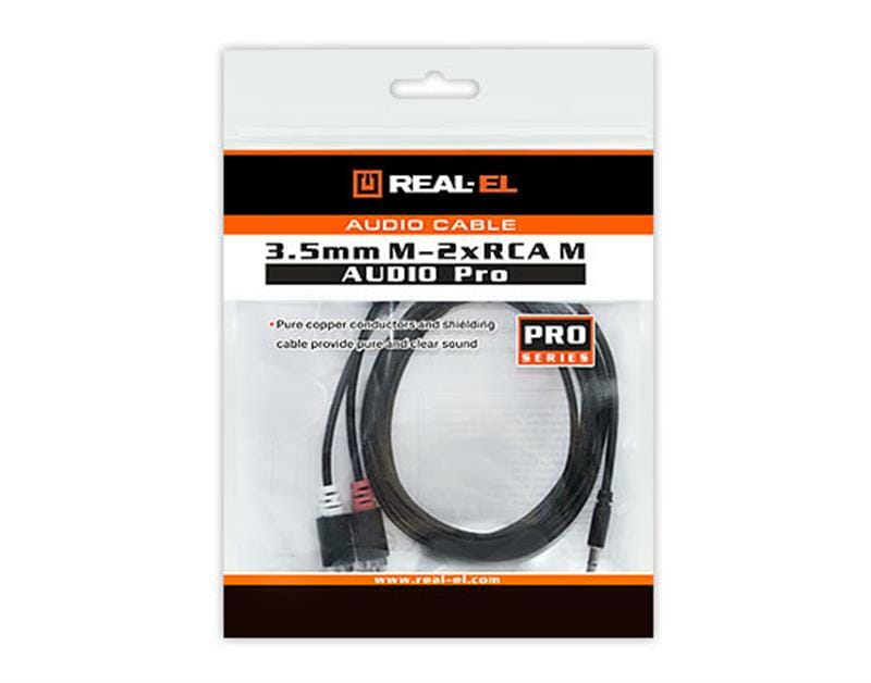 Аудио-кабель REAL-EL Audio Pro 3.5 мм - 2xRCA (M/M), 1.8 м, черный (EL123500042)
