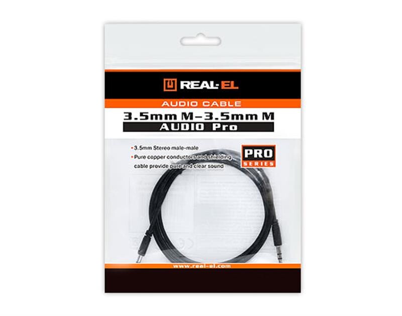 Аудио-кабель REAL-EL Audio Pro 3.5 мм - 3.5 мм (M/M), 1 м, черный (EL123500040)