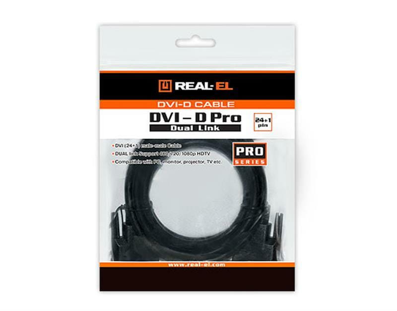 Кабель REAL-EL Pro DVI - DVI (M/M), 24+1, 1.8 м, чорний (EL123500038)