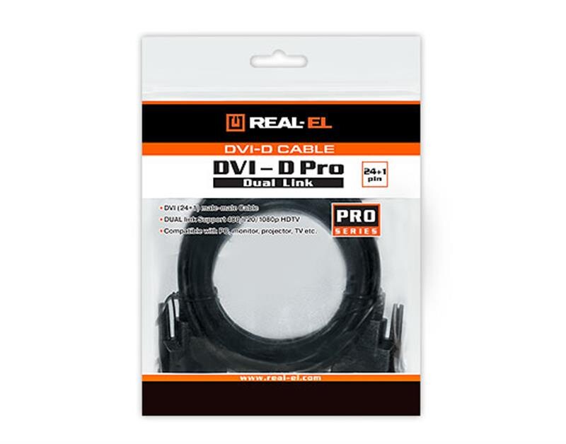 Кабель REAL-EL Pro DVI - DVI (M/M), 24+1, 1.8 м, черный (EL123500038)
