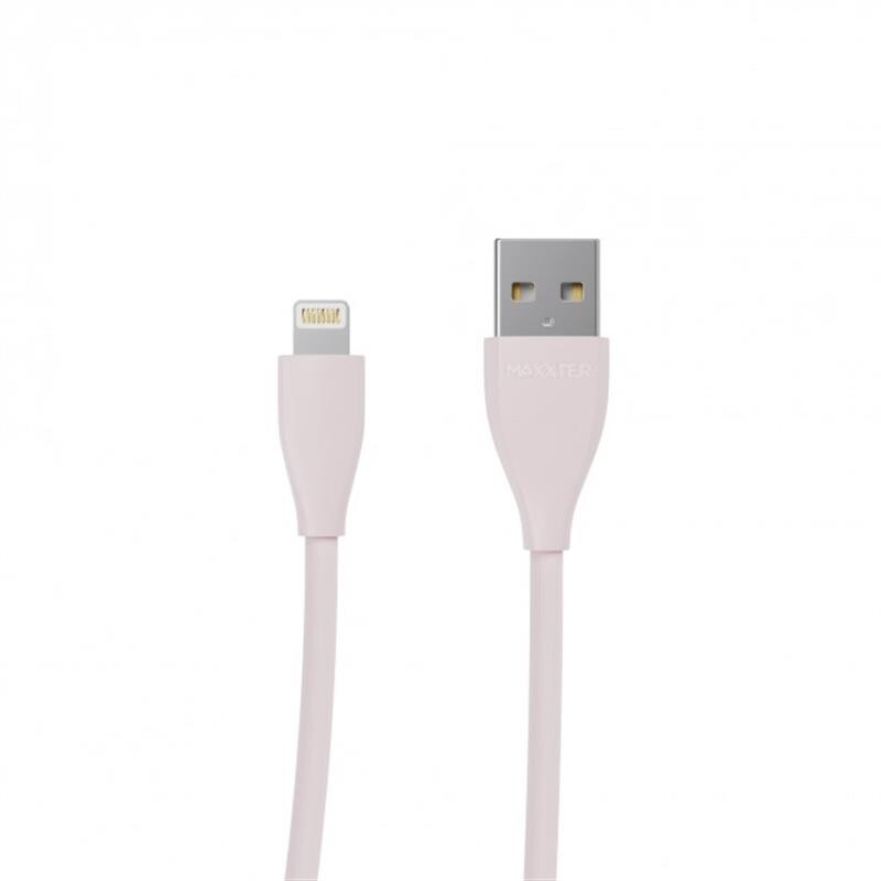 Кабель Maxxter USB-Lightning 1м рожевий преміум (UB-L-USB-01GP)