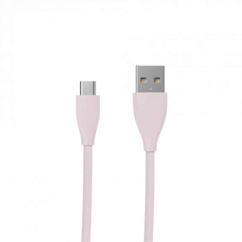 Кабель Maxxter USB-microUSB 1м рожевий преміум (UB-M-USB-01GP)