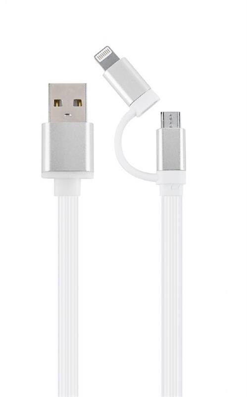 Кабель Cablexpert (CC-USB2-AM8PmB-1M-SV), USB2.0 BM - Lightning/Micro USB, 1м, сріблястий