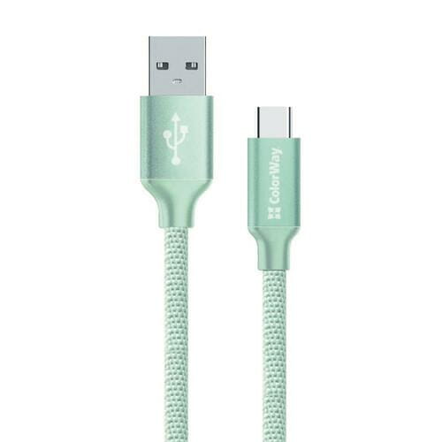 Photos - Cable (video, audio, USB) ColorWay Кабель  USB - USB Type-C, 2.4 А, 2 м, Mint  CW-CBUC (CW-CBUC008-MT)