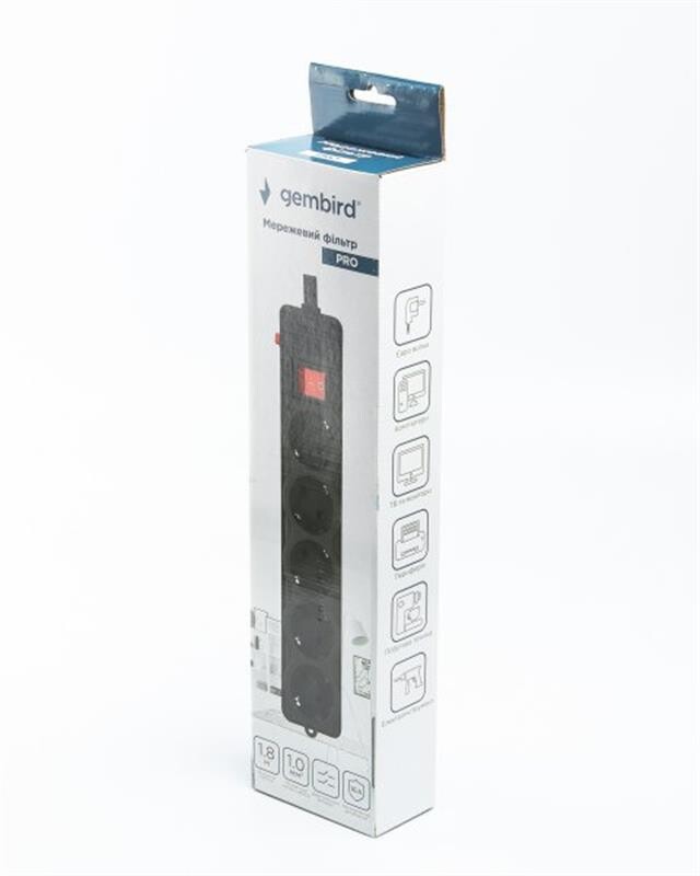 Фильтр питания Gembird Pro (SPG5-G-6B-PRO) 5 розеток, 1.8м, черный