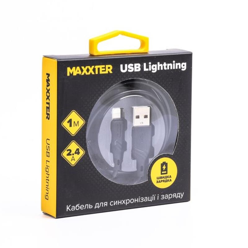 Кабель Maxxter USB-Lightning 1м чорний (UB-L-USB-02-1m)