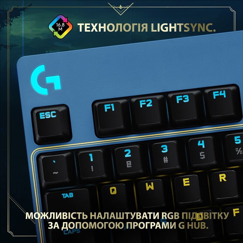 Клавиатура Logitech G Pro Mechanical Keyboard League of Legends Edition - LOL-WAVE2 Blue (920-010537)